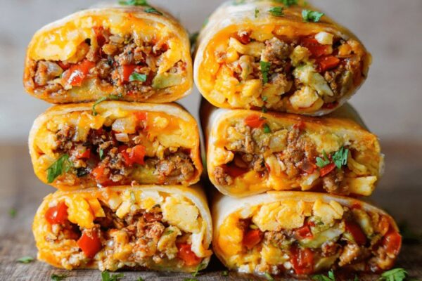 Easy Breakfast Burrito, homemade and freshly served