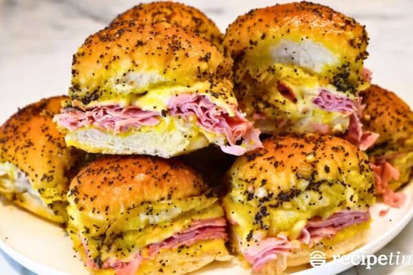Easy Hot Ham and Cheese Sliders, homemade and freshly served