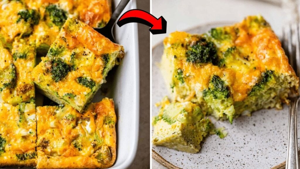 Easy Broccoli, Cheese, and Egg Casserole, homemade and freshly served