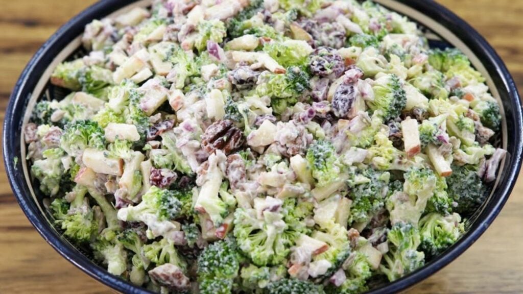the Best Broccoli Salad, homemade and freshly served