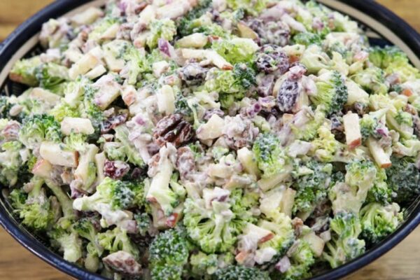 the Best Broccoli Salad, homemade and freshly served