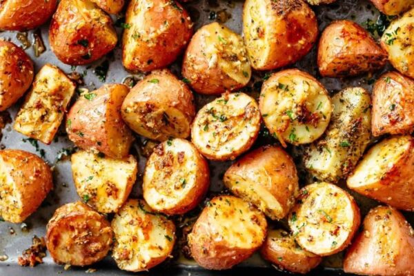 Easy Browned Butter Parmesan Roasted Potatoes, homemade and freshly served