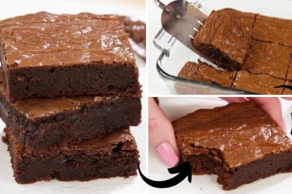 Easy 4-Ingredient Brownies, homemade and freshly served