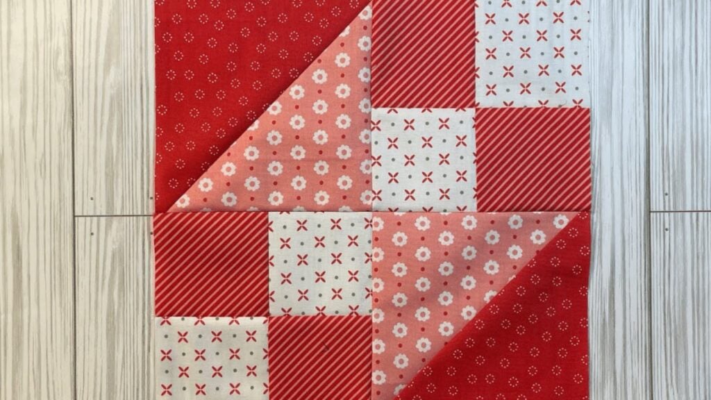 Finished Easy Buckeye Beauty Variation Quilt Block, a completed DIY project