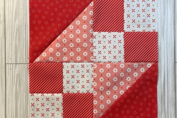 Finished Easy Buckeye Beauty Variation Quilt Block, a completed DIY project