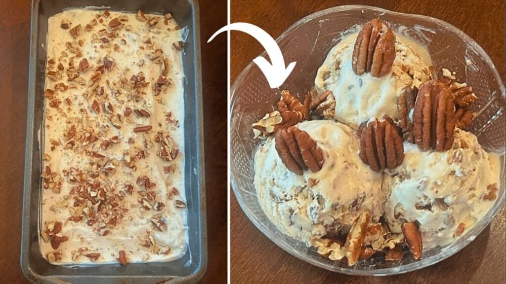 Easy Butter Pecan Ice Cream, homemade and freshly served
