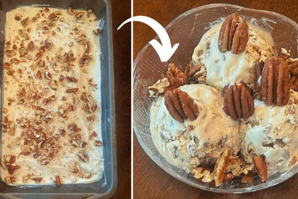 Easy Butter Pecan Ice Cream, homemade and freshly served