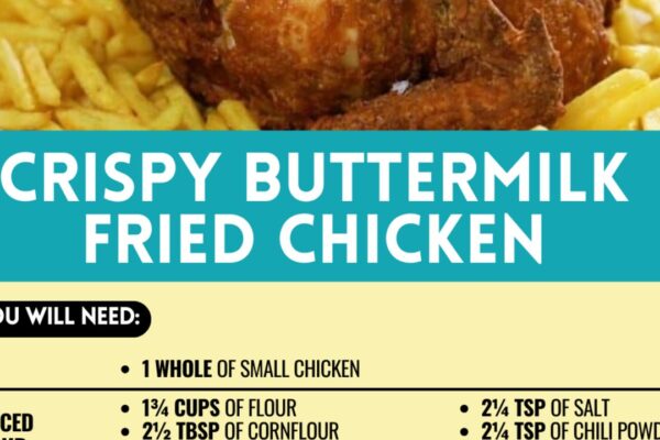 Crispy Buttermilk Fried Chicken, homemade and freshly served