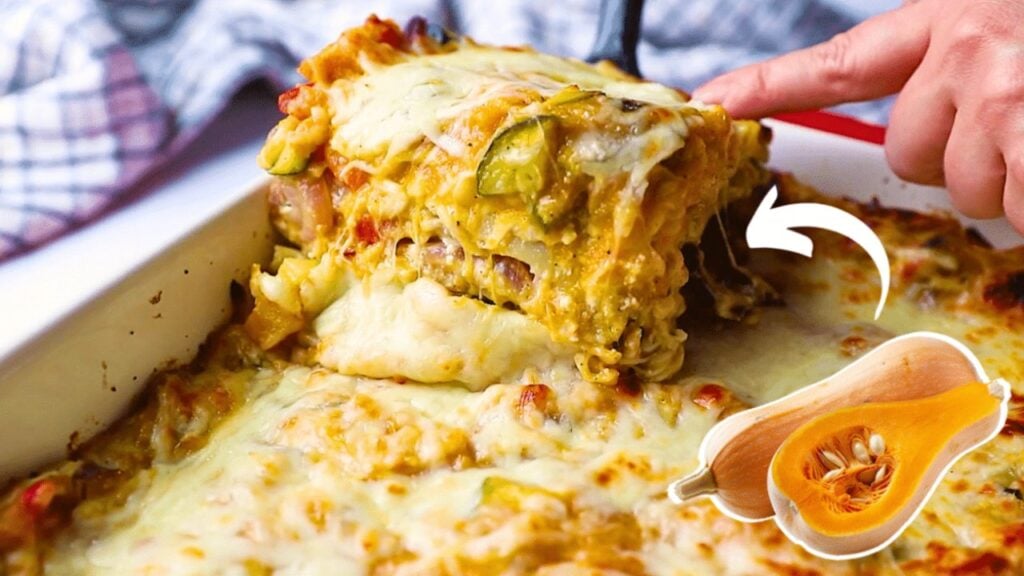 Roasted Butternut Squash Lasagna, homemade and freshly served