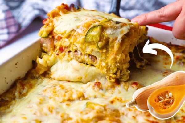 Roasted Butternut Squash Lasagna, homemade and freshly served
