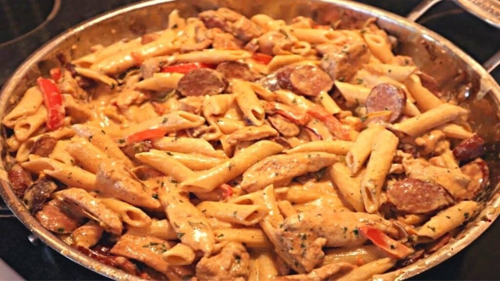 Easy Cajun Chicken & Sausage Pasta, homemade and freshly served