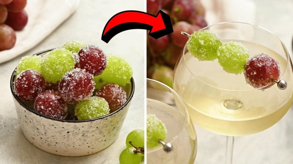 Easy Candied Cocktail Grapes, homemade and freshly served