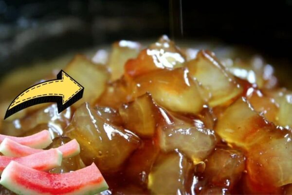 2-Ingredient Candied Watermelon Rind, homemade and freshly served