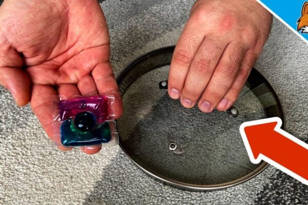 Finished Easy Pot Lid and Dishwashing Tab Carpet Cleaning Hack, a completed DIY project