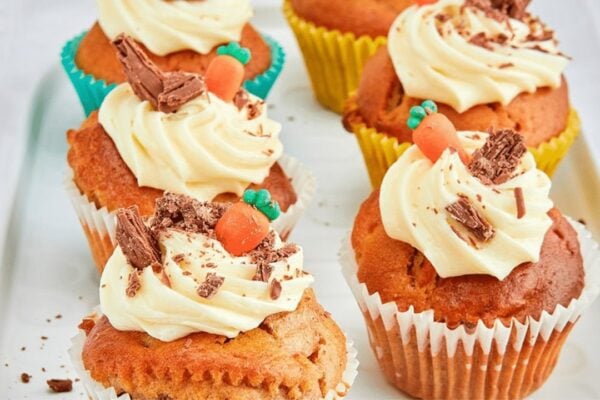 Super Easy Carrot Cake Muffins, homemade and freshly served
