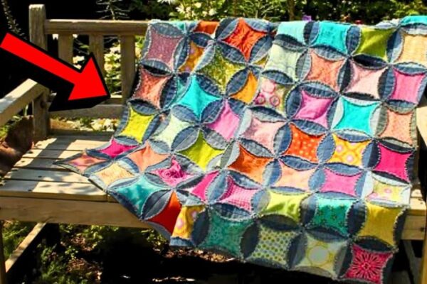 Finished Charming Circles Quilt Using Old Denim & Fabric Scraps, a completed DIY project
