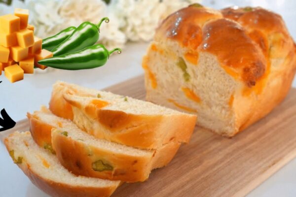 Super Soft Cheddar and Jalapeño Bread, homemade and freshly served