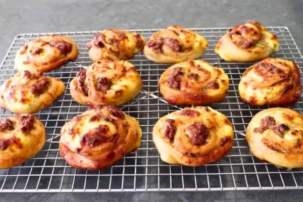 Easy Cheese and Sausage Rolls, homemade and freshly served