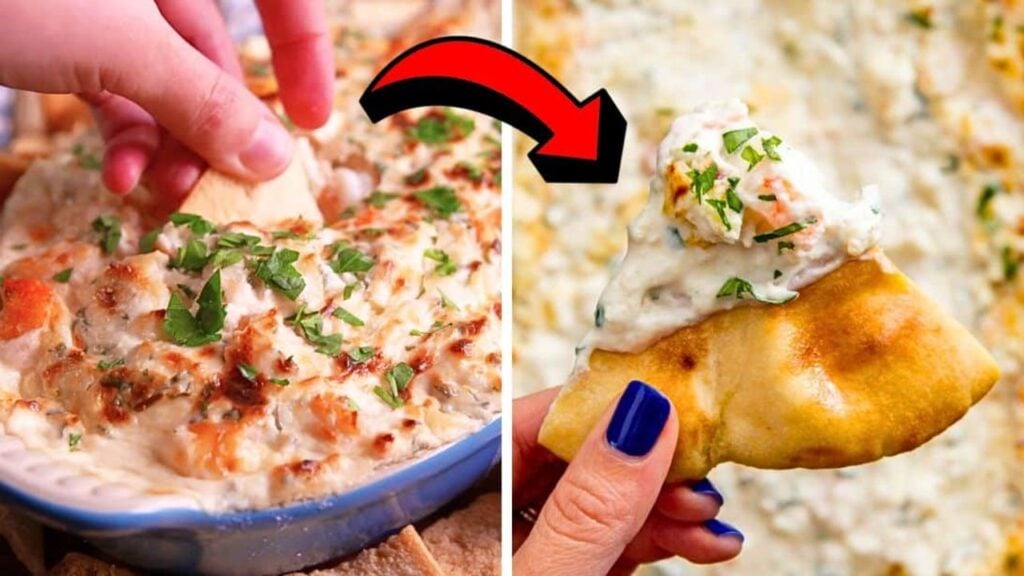Easy-to-Make Creamy & Cheesy Garlic Shrimp Dip, homemade and freshly served