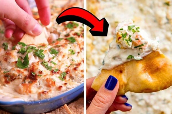 Easy-to-Make Creamy & Cheesy Garlic Shrimp Dip, homemade and freshly served