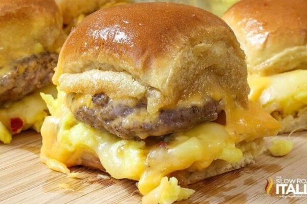 Cheese & Sausage Breakfast Sliders, homemade and freshly served