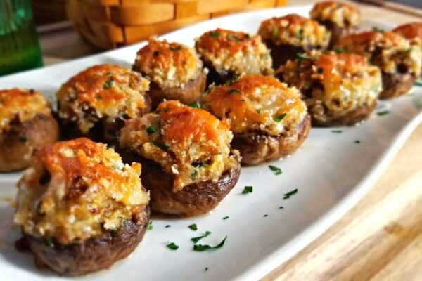 Cheesy Sausage Stuffed Mushrooms, homemade and freshly served