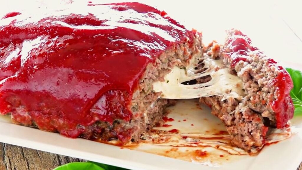 Easy Cheese-Stuffed Meatloaf, homemade and freshly served