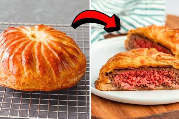 Poor Man's Cheeseburger Wellington, homemade and freshly served
