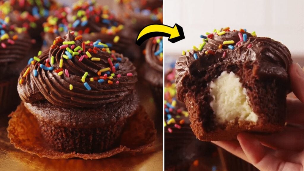 Easy Cheesecake Stuffed Cupcakes, homemade and freshly served