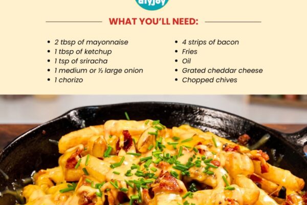 Cheesy & Loaded Skillet Fries, homemade and freshly served