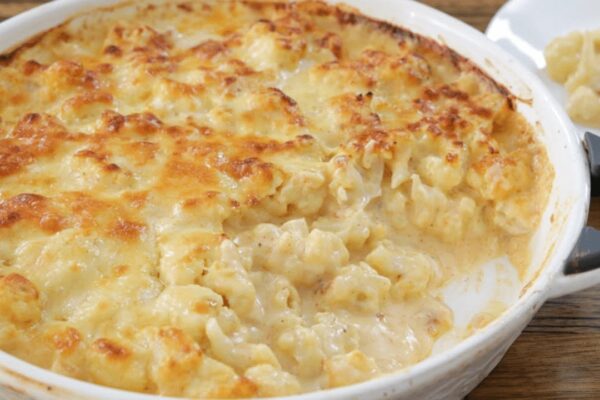 Easy-to-Make Cheesy Cauliflower Bake, homemade and freshly served