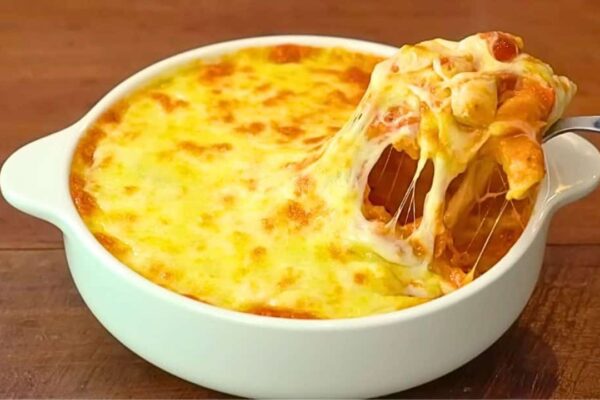 Creamy Tomato Chicken Pasta Casserole, homemade and freshly served