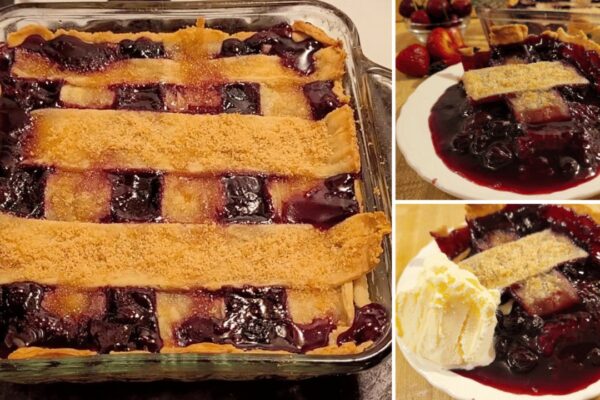 Easy Cherry Berry Cobbler, homemade and freshly served