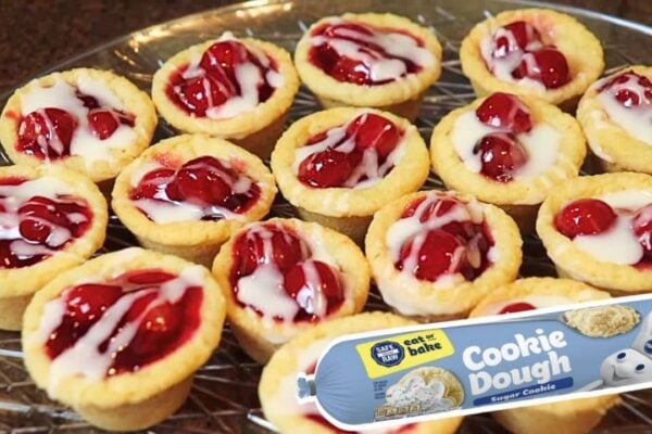 6-Ingredient Cherry Pie Sugar Cookie Cups, homemade and freshly served