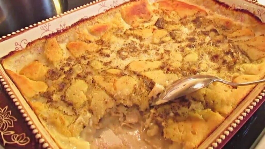 Easy Chicken & Dumpling Casserole, homemade and freshly served