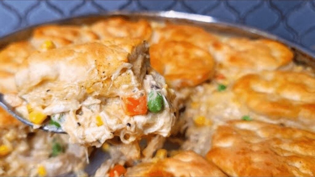 Easy Chicken Bake Dinner With Biscuits, homemade and freshly served