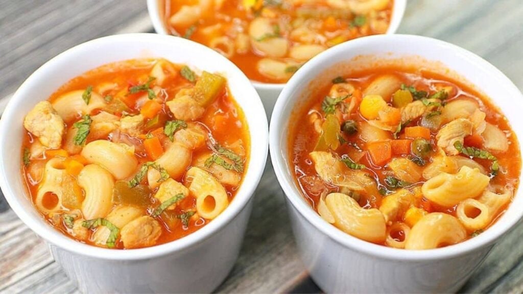 Easy Chicken Macaroni Soup, homemade and freshly served