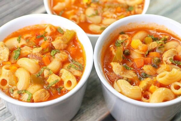 Easy Chicken Macaroni Soup, homemade and freshly served