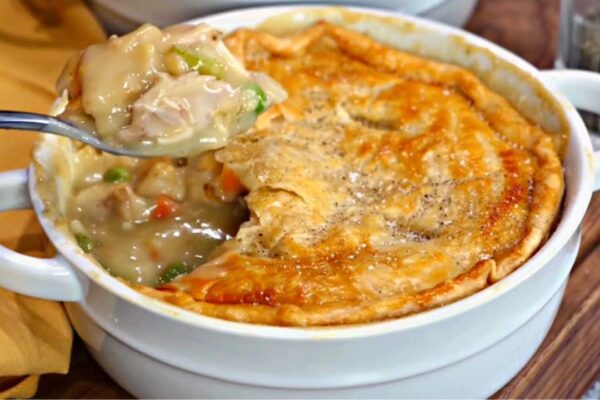 Super Easy Chicken Pot Pie, homemade and freshly served