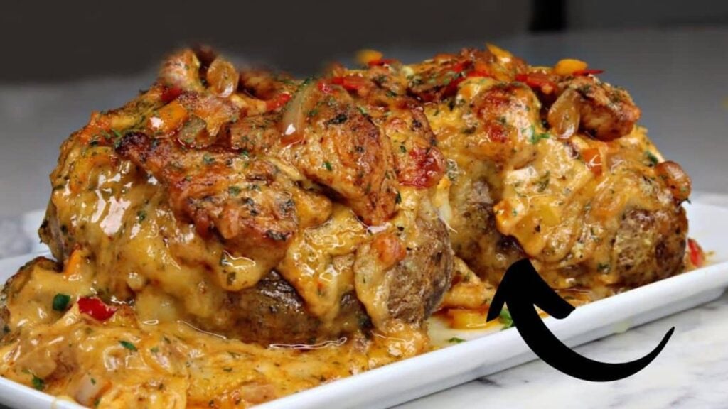 Easy-to-Make Chicken Stuffed Baked Potato, homemade and freshly served