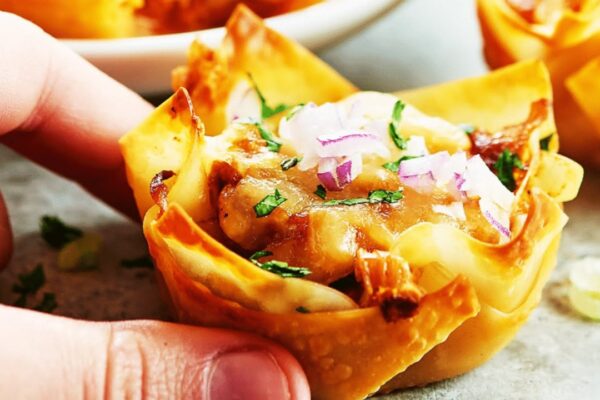 Easy Chicken Wonton Cups, homemade and freshly served