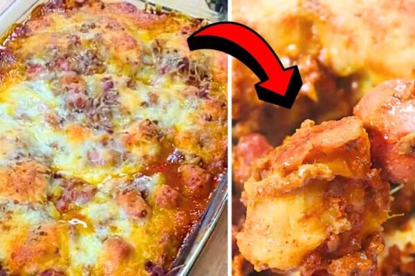 Easy Chili Cheese Dog Casserole, homemade and freshly served