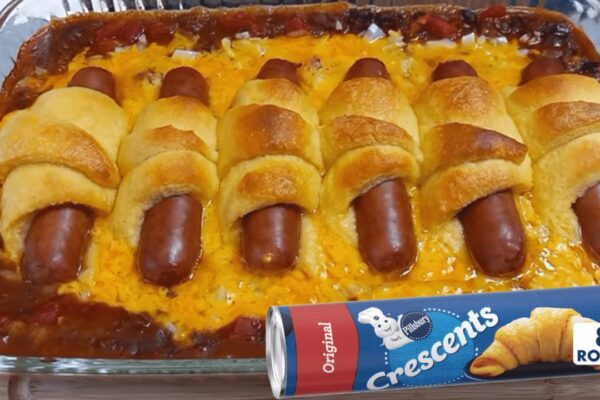 Easy Chili Cheese Hot Dog Casserole, homemade and freshly served