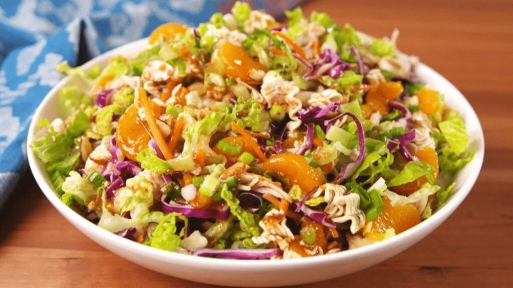 Easy Chinese Orange Chicken Salad, homemade and freshly served