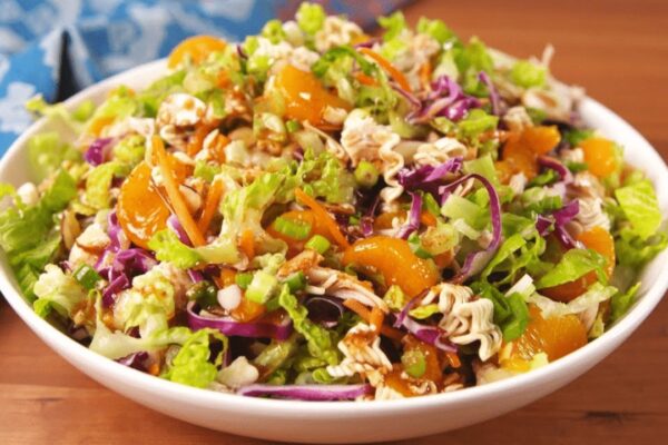 Easy Chinese Orange Chicken Salad, homemade and freshly served