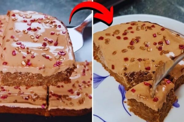 Easy Chocolate Banana Oatmeal Cake, homemade and freshly served