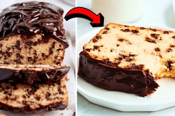 Easy Chocolate Chip Loaf Cake, homemade and freshly served
