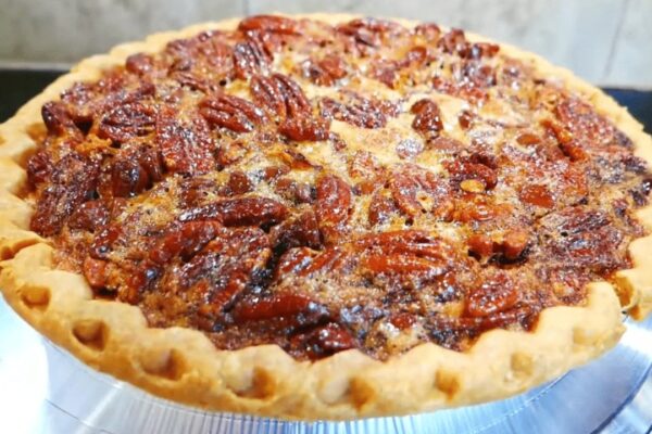 Easy Chocolate Chip Pecan Pie, homemade and freshly served
