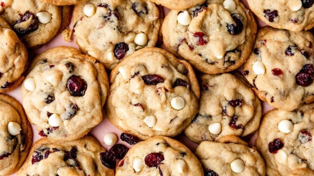 Easy White Chocolate Chip Cranberry Cookies, homemade and freshly served