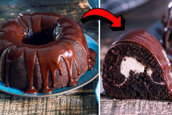 Easy Chocolate Cream Cheese Bundt Cake, homemade and freshly served